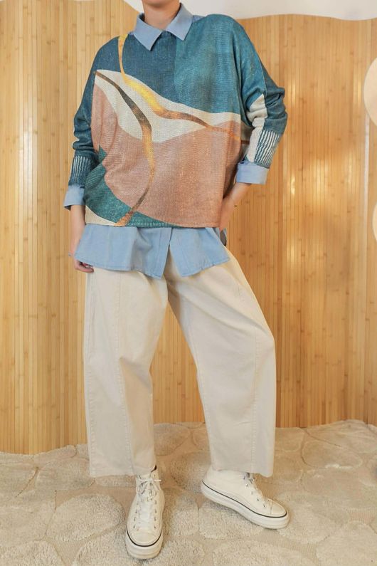 Raven Relaxed Knit Top Riley Teal /30=